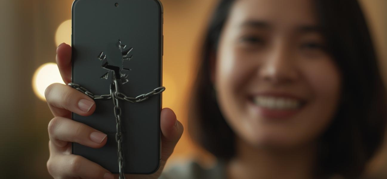 Mobiltelefon med en brutt lenke